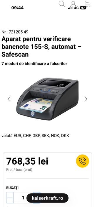 Aparat pentru verificare bancnote 155 S