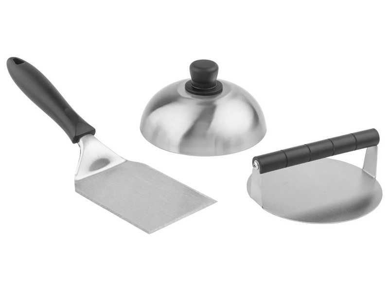 НОВИ! Комплект за бургери преса, шпакла, капак/камбана 3 части