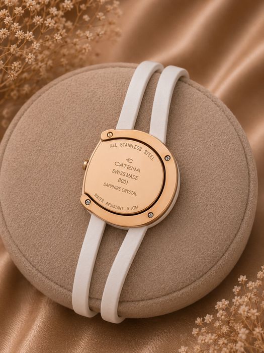 Ceas damă Catena Swiss Made nou, safir, rose gold, cutie și garanție internațională 2y