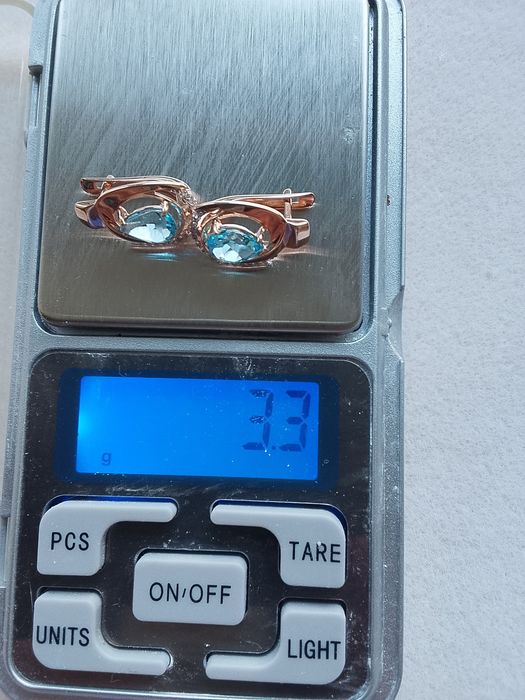 Серьги и кольцо 585* аквамарин