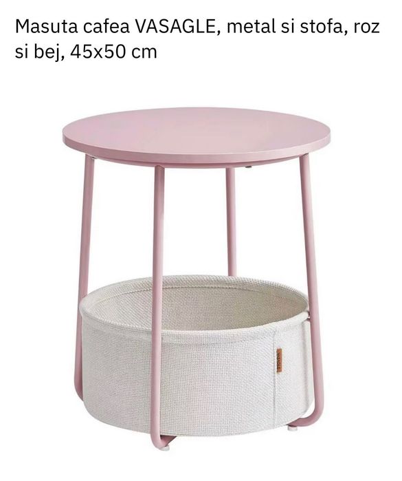 Masuta cafea VASAGLE, metal si stofa