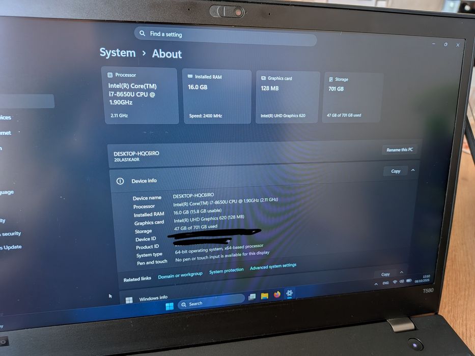 Лаптоп Lenovo T580