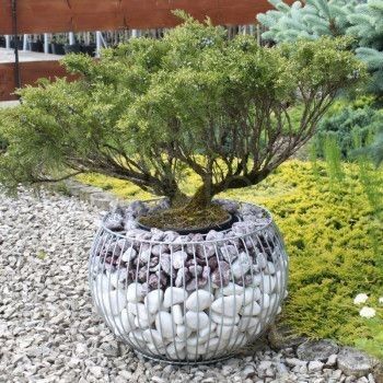 Кашпо из габион и галка камен