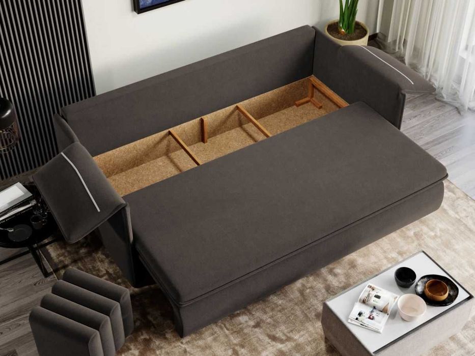 Canapea Extensibila Vanilla Stofa Catifea Grej 27