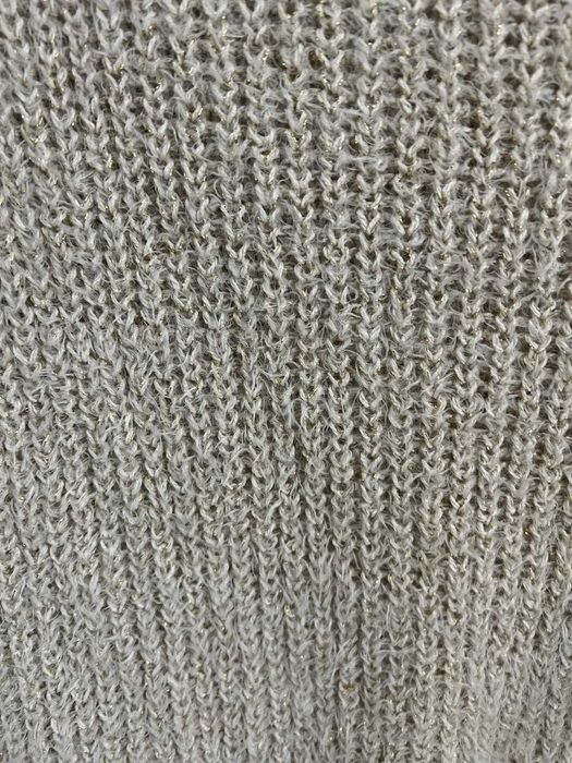 pulover bluza groasa cu guler dama Camaieu bej cu fir auriu marime M