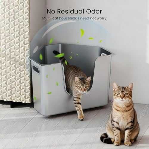 Нова Ъглова котешка тоалетна неръждаема стомана L с висок борд против миризми