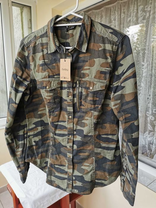 Camasa femei maneca lunga verde camuflaj, verde militar, marime 38