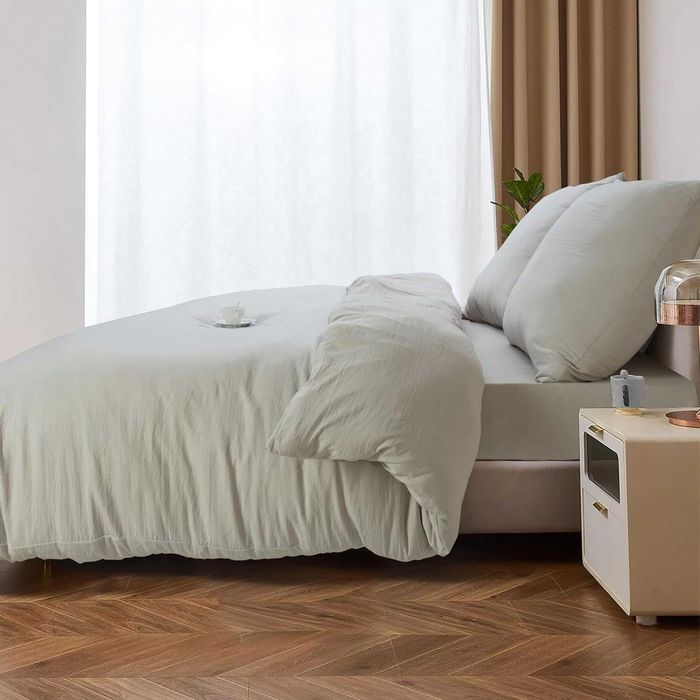 Спално бельо 5 части 135x200 см + чаршаф 180x200 см – тъмно бежово