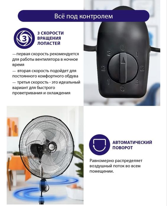 Вентелятор наполный настольный 3в1
