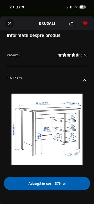 Birou IKEA alb cu 4 sertare