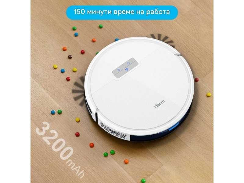 Робот Прахосмукачка с Моп Tikom G8000 Pro - 4500Pa, Бял