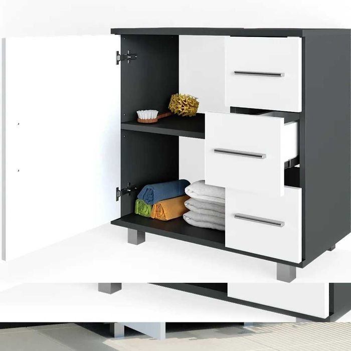 Долен Шкаф за баня, за  мивка, Vicco Ilias, 60 x 60, антрацит/бял н136