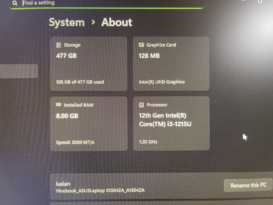 Laptop asus vivobook 12th gen i3