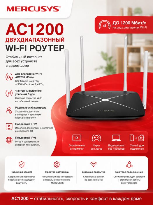 Роутер mercusys ac1200