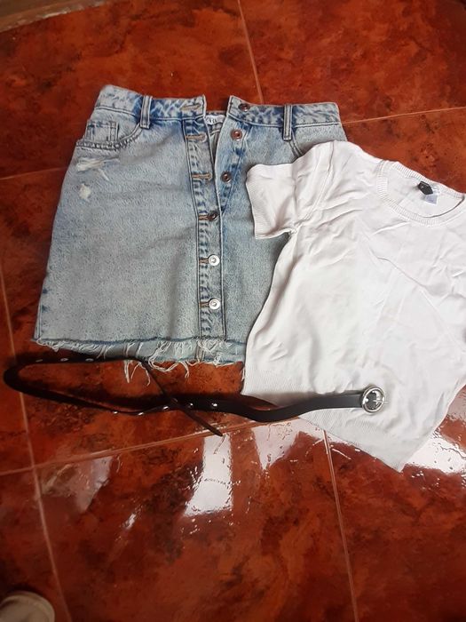 Fustă Zara mărime XS și  bluză H&M