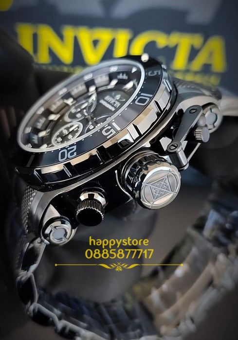 INVICTA Chronograph Full metal black 52 mm, Инвикта нов ръчен часовник