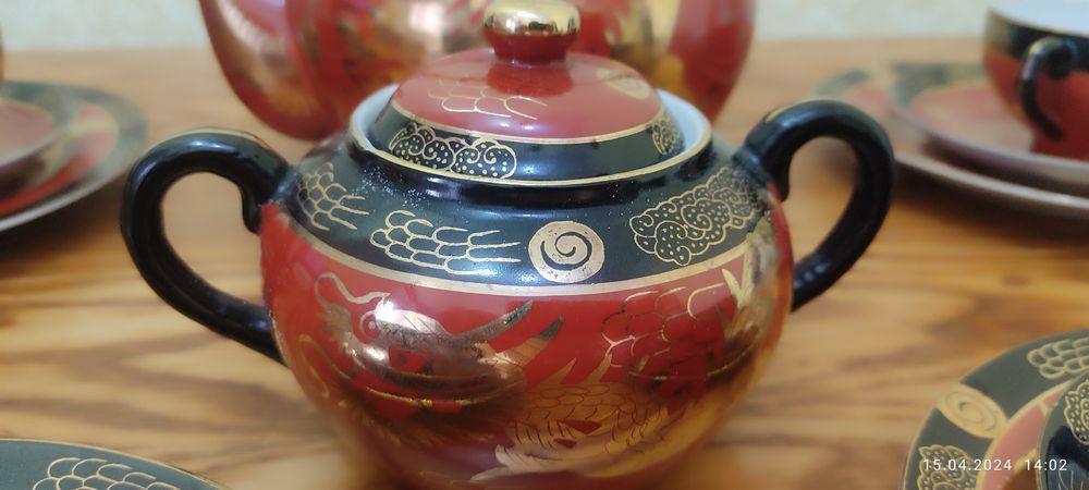 Винтажный японский чайный сервиз  «Дракон»