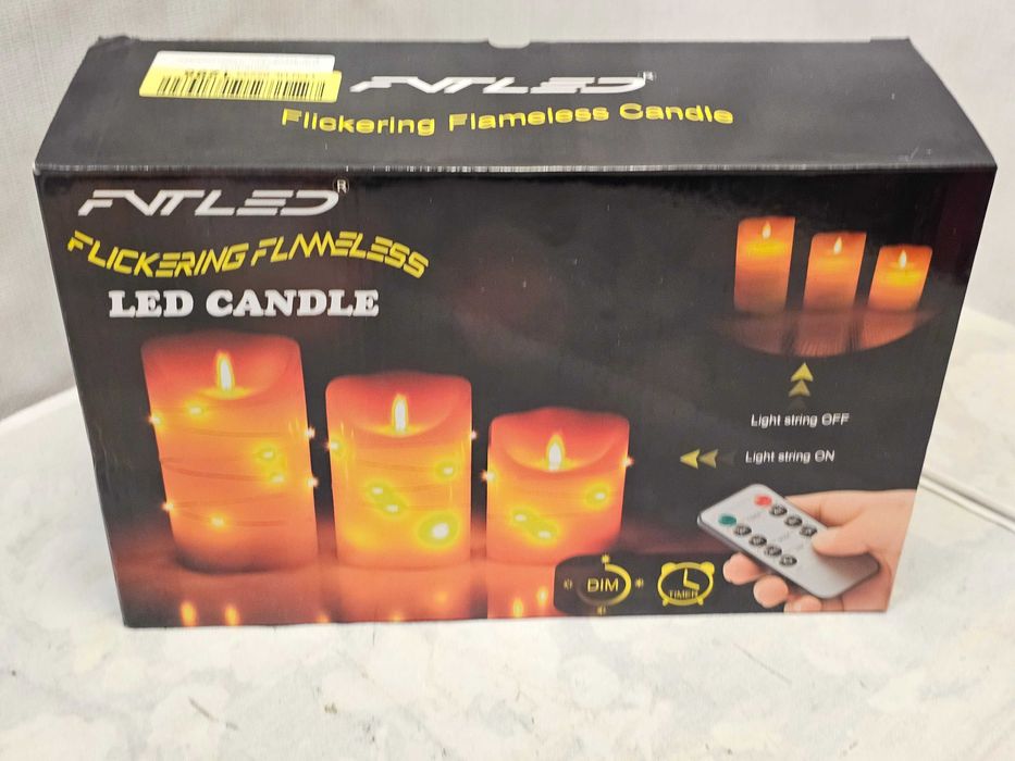 Set 3 Lumânări LED Fără Flacără FVTLED, Ceară Naturală (Ivory), Telecomandă, Micro-LED-uri Ambientale Încorporate, Timer 2/4/6/8h