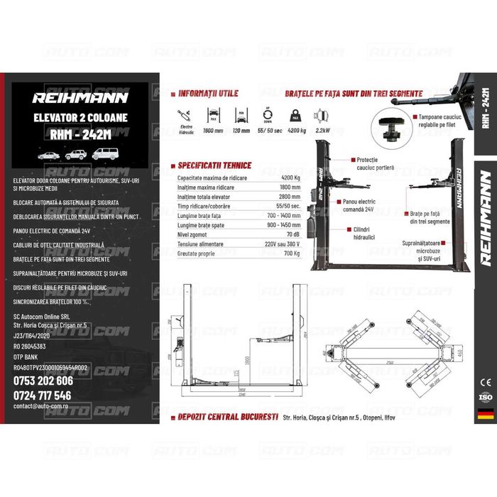 Elevator auto profesional !!NOU!! REIHMANN model RHM 242 M1 12500 Lei