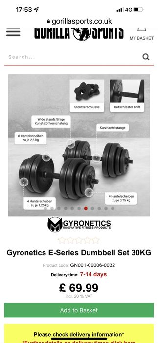 Gantere reglabile set 30 kg, noi made in germany 15 kg+15 kg=30 kg noi