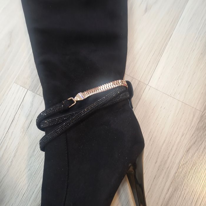 Cizme negre înalte toc 12 cm și platforma, 40