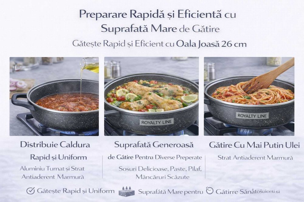 Oala joasa din aluminiu turnat cu capac 26 cm Royalty Line