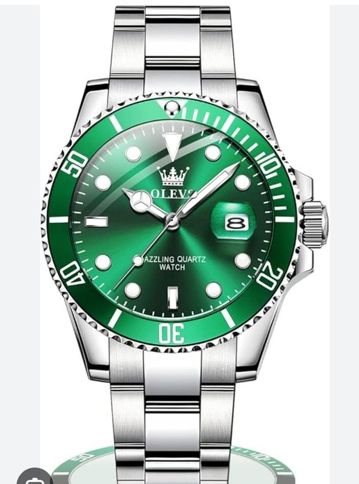 Чисто нов мъжки часовник OLEVS 5885 – Зелен циферблат + Пълен комплект