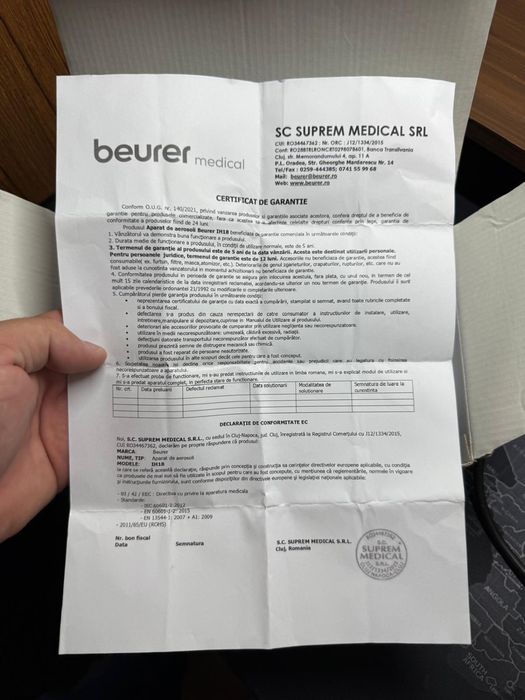 Aparat aerosoli Beurer medical