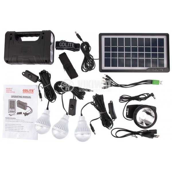 СОЛАРЕН КОМПЛЕКТ GDLITE GD-8007 с 3 лампи + слънчев панел с акумулатор
