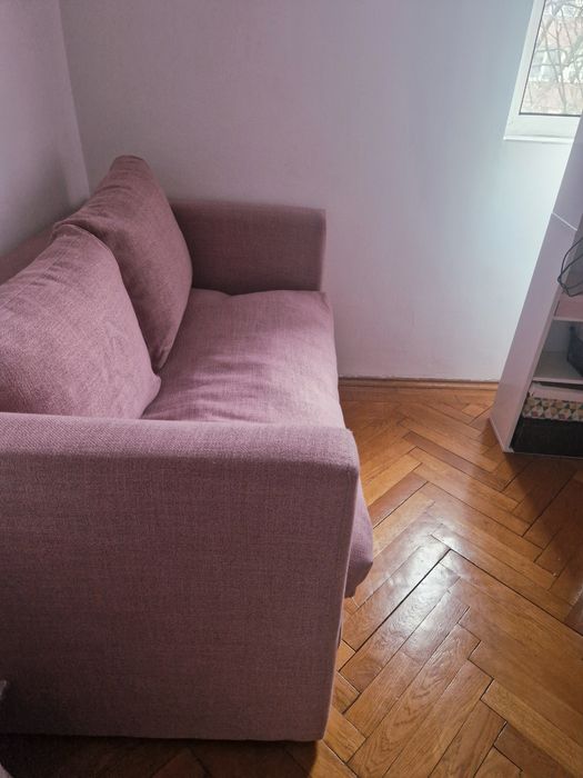 Canapea extensibilă roz pudrat