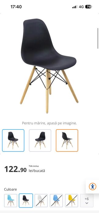 Scaun bucatarie / living /lemn + plastic, negru