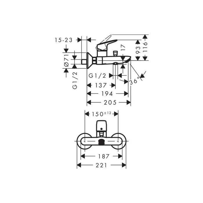 Смеситель для ванны hansgrohe Logis (с небольшими косметич. дефектами)