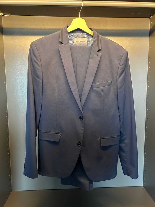 Costum Barbati/Barbatesc, Zara, Marimea 50, Albastru, Slim Fit