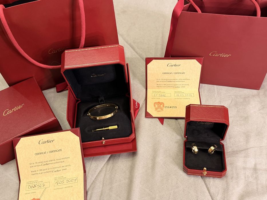 Cartier гривна и обеци Love с диаманти 18к.злато