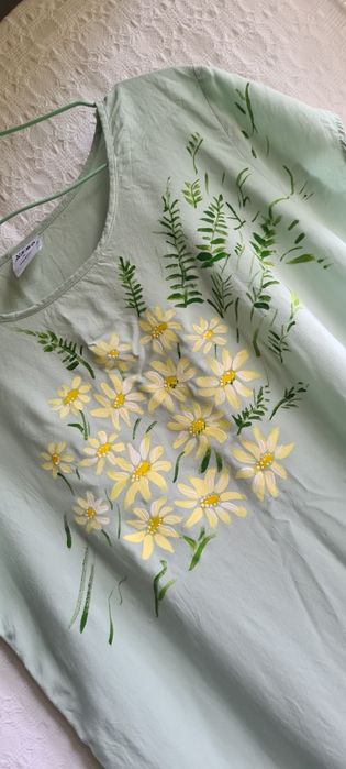 Bluza unicat cu pictura florala,culori textile