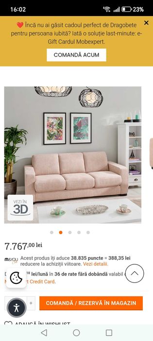 Reducere 4800 lei, Canapea Mobexpert, nouă,extensibilă, 3 locuri, Polo