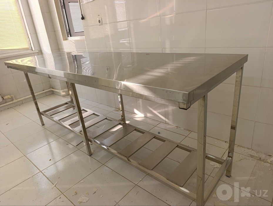 Стол из нержавеющей стали с полкой 230×70×90 см
