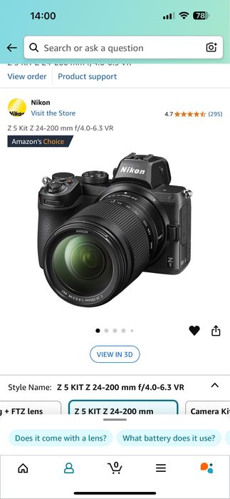 Nikon "Z 5 Kit Z 24-200mm..." mirrorless