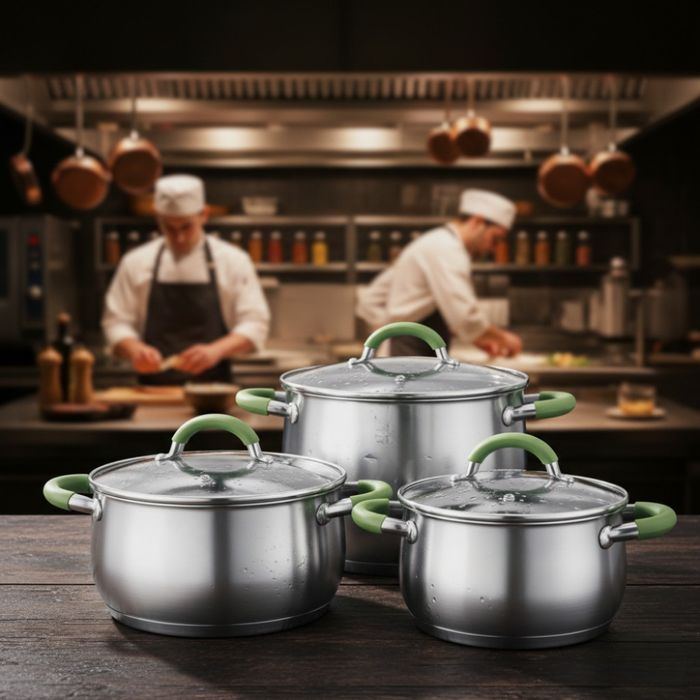 Комплект тенджери Swisgold – 3 броя, 5-слойно дъно - бързо и равномерн