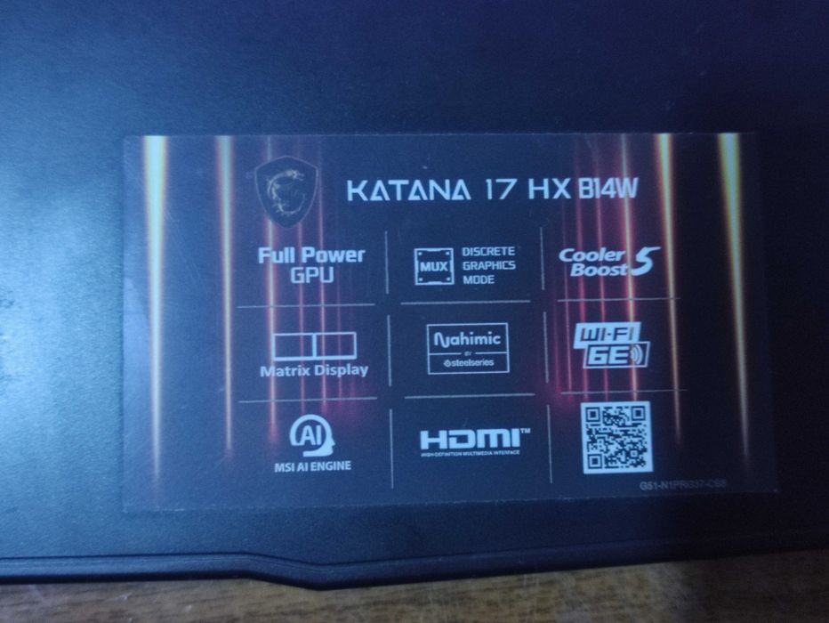 Новый ноутбук MSI Katana 17 HX B14WFK