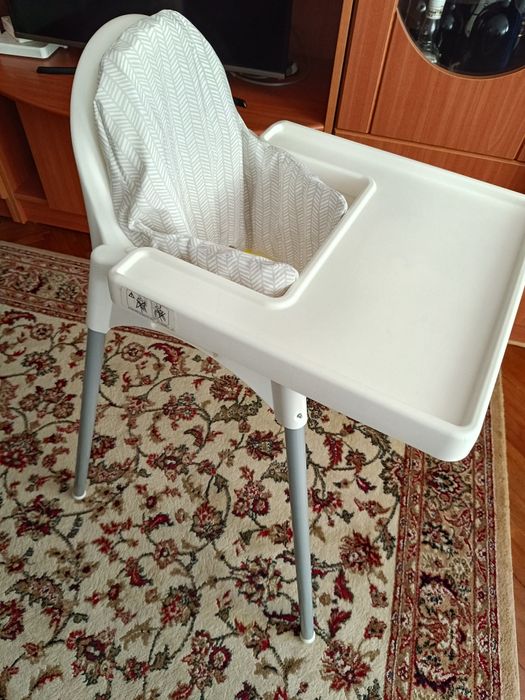 Scaun pentru copii înalt cu tavă alb Antilopa IKEA