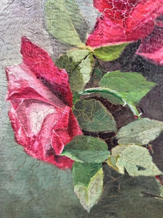 Tablou vechi - trandafiri - semnat E Gerber