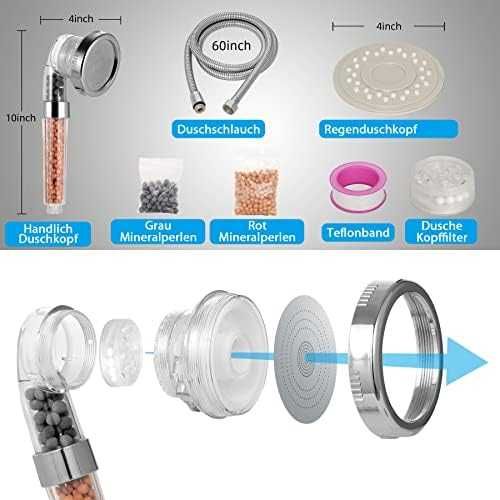 Нова SPA душ слушалка с йонен филтър, силна струя, 3 режима и маркуч