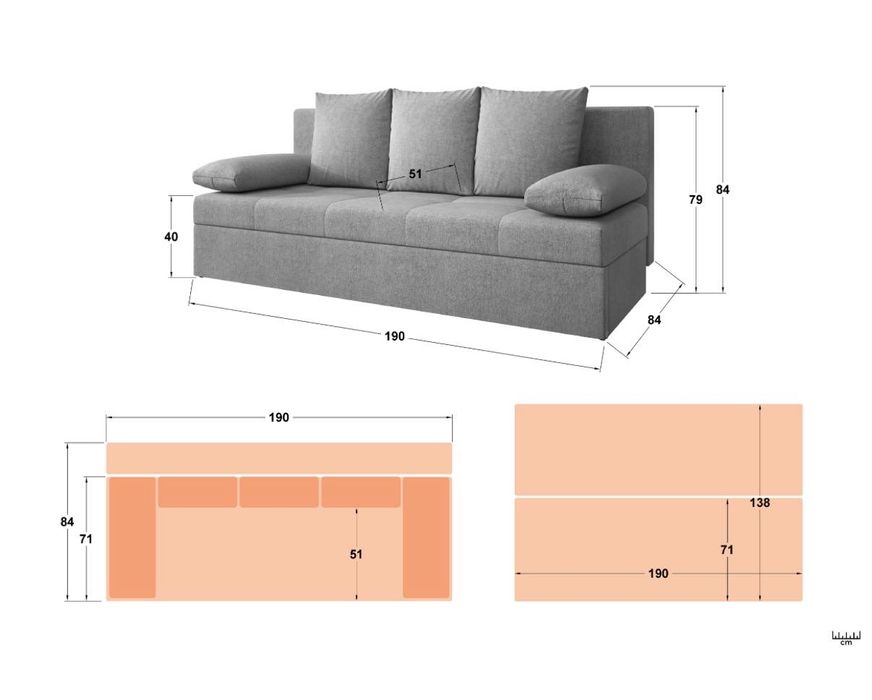 Разтегателен диван, закупен през октомври 2025 г.
