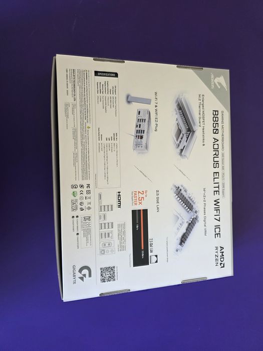 MB Gigabyte AMD AM5 B850M AORUS ELITE WF6E ICE DDR5 100% yangi