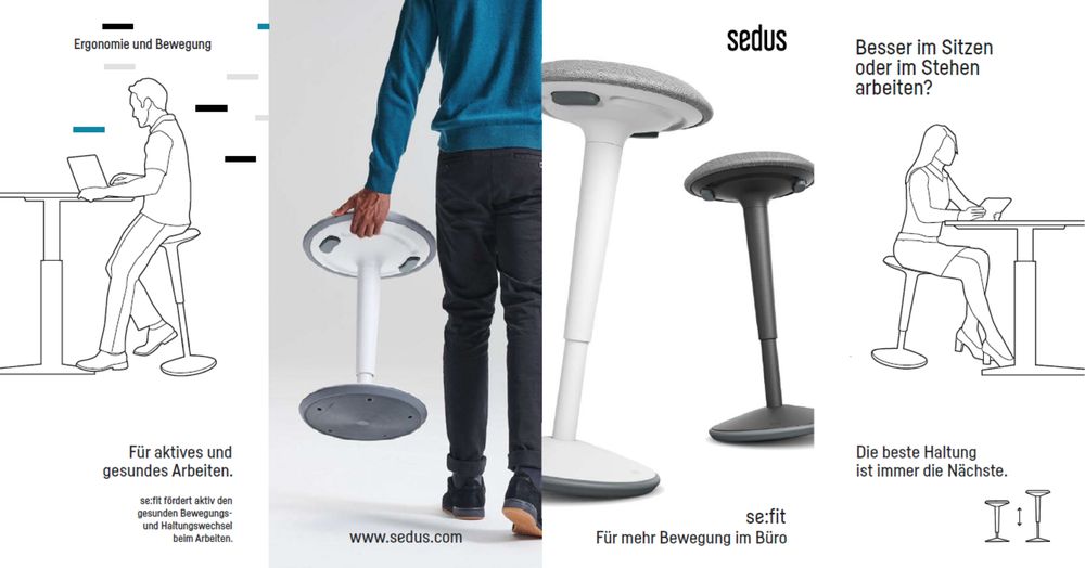 Ергономичен стол за работа Sedus se:fit - черен. Неразличим от нов