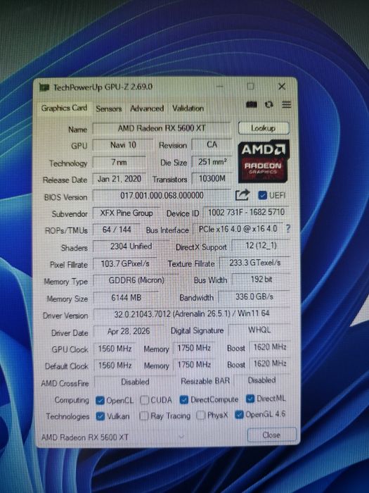 Placa video AMD RX 5600 XT 6GB