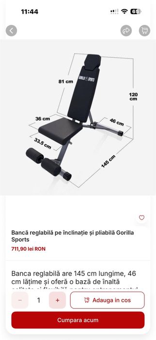 Banca reglabila noua Germany inclinat, declinat, drept noua in cutie, pret 500 lei