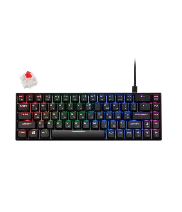 ; Игровая клавиатура 2E KG370 USB 68 key Gateron Red Switch Black
