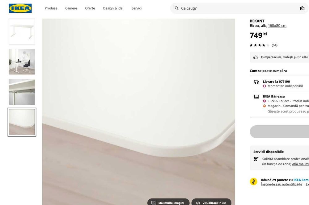 Birouri reglabile pe înălțime IKEA BEKANT 160x80 cm – ALB – ca noi! 5 Bucati